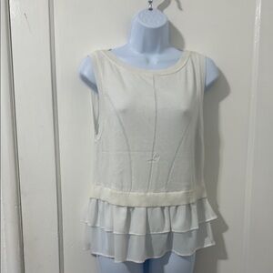 Nicole Miller Cream Peplum Tiered Blouse